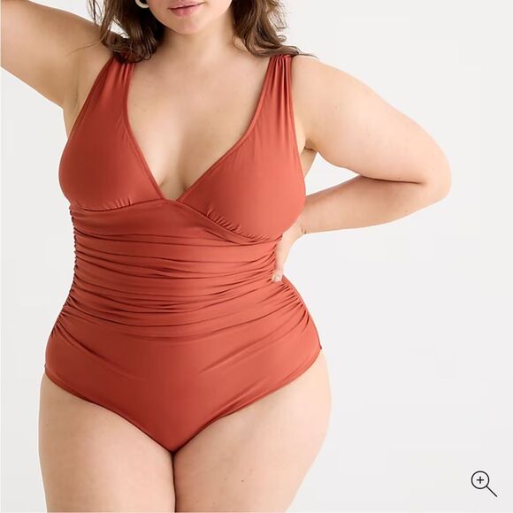 NWT J. Crew Radiant Fushia Roushed V Neck One Piece Bathing Suit Size 12 - Picture 8 of 8